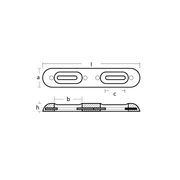 Aluminiumanod Fairline, 320*65*35mm, c-c 160mm - AnodeFactory