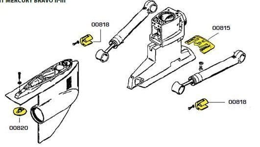 Aluminium anode Bravo II-III motoren, complete kit