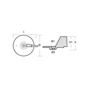 Ritning på Zinkanod Honda, motor, HP 8-10-15, 0.395kg/0.87LB, R801410 - AnodeFactory