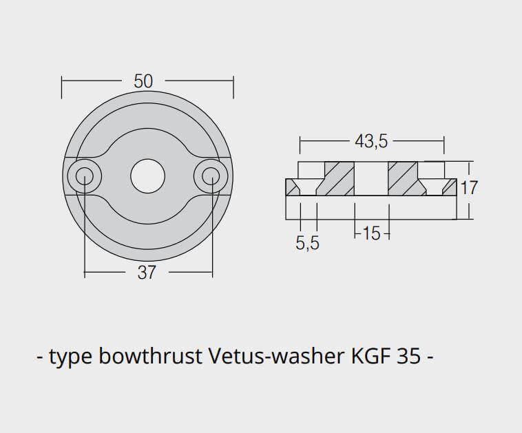Ritning på Zinkanod Vetus, bowthrust-washer KGF 35, motor, R803506, 0.149KG - AnodeFactory