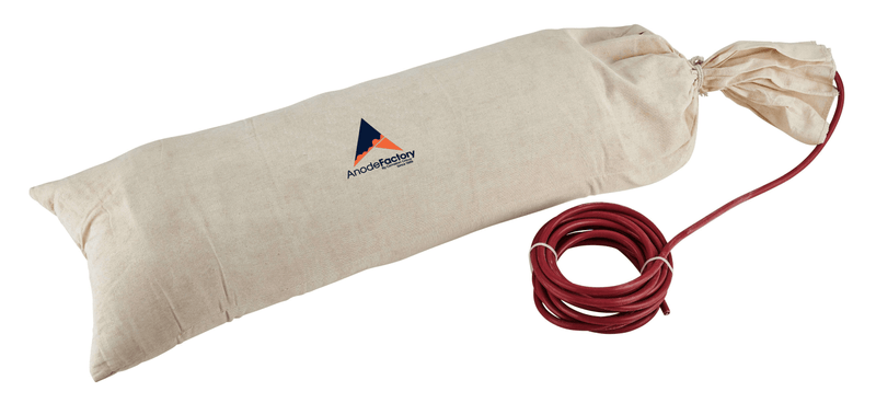 Mg-anode en remblai 14,5 kg / 32lbs, 1,7 V, incl 3m, 10 mm2 rouge xlpe / pvc (496 * 140 * 146 mm)